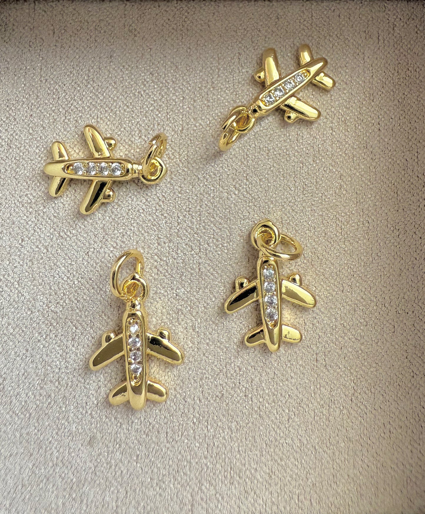 Mini Zircon Plane Charm