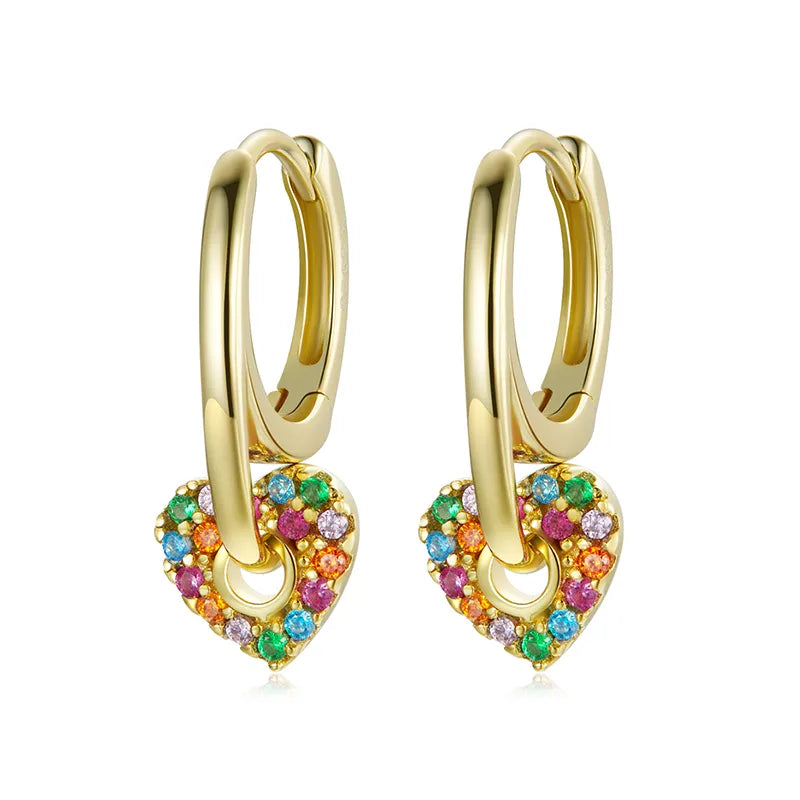 SMAL MULTICOLOR HEART HOOPS