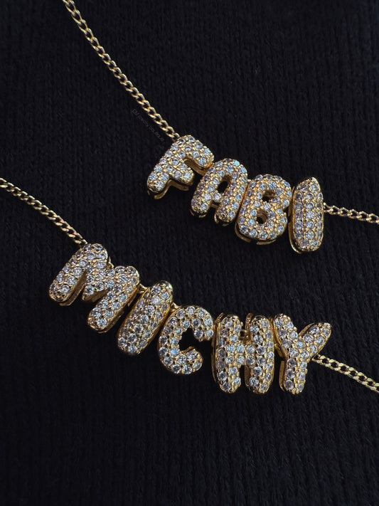 Bubble Zircon Name Necklace