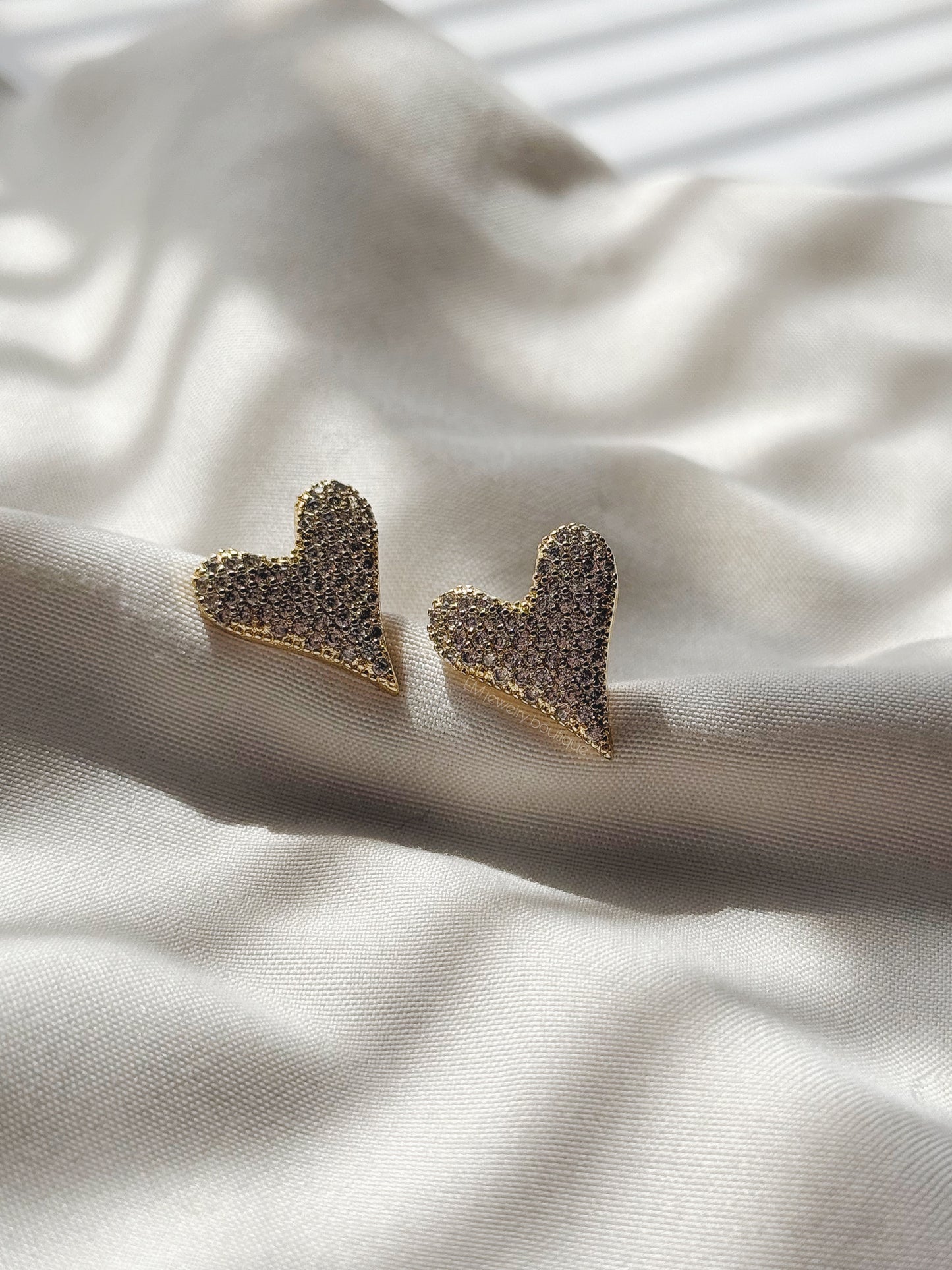 Shiny Gold Heart Earrings