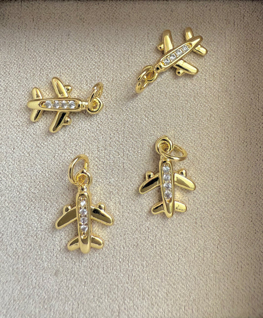 Mini Zircon Plane Charm