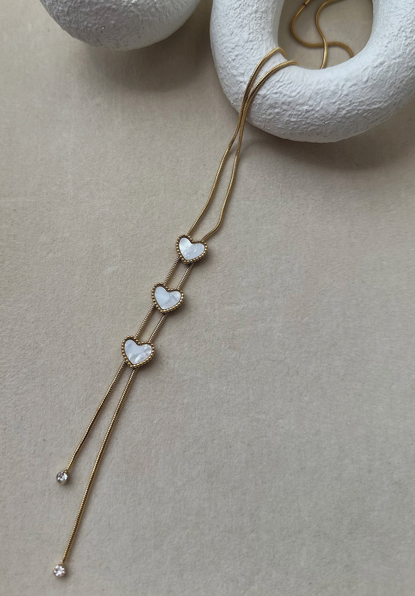 Three White Hearts Necklace