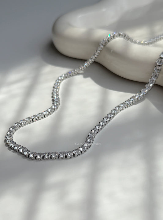 SILVER TENNIS NECKLACE