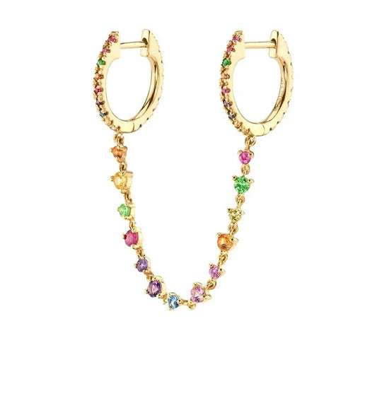 MULTICOLOR HOOP CHAIN EARRING