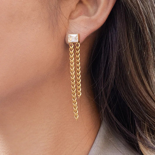 LONGSQUARE ZIRCONIA EARRINGS