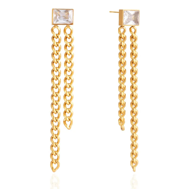 LONGSQUARE ZIRCONIA EARRINGS