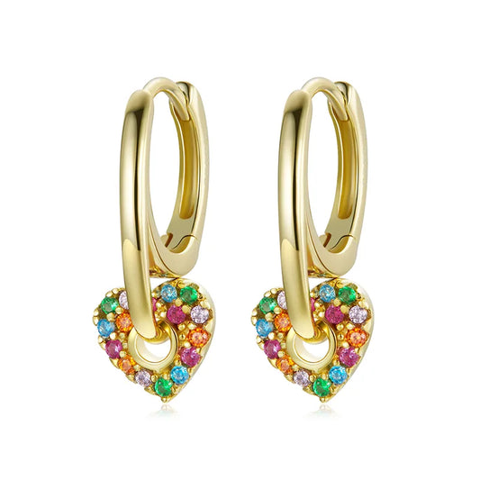SMAL MULTICOLOR HEART HOOPS