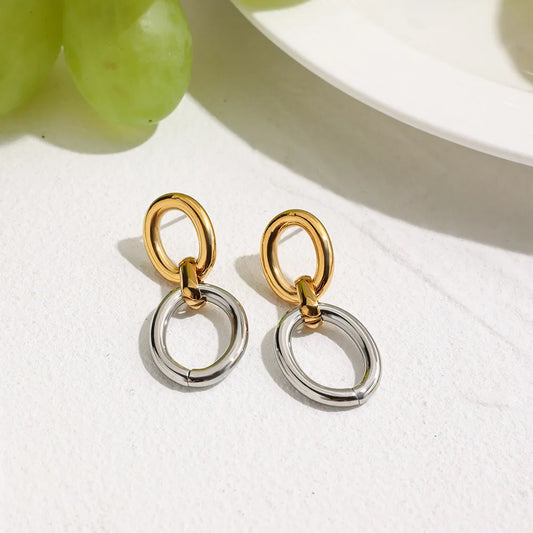 2 TONES DOUBLE EARRINGS