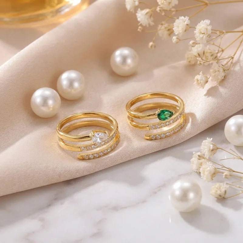 SPIRAL GRREN RING