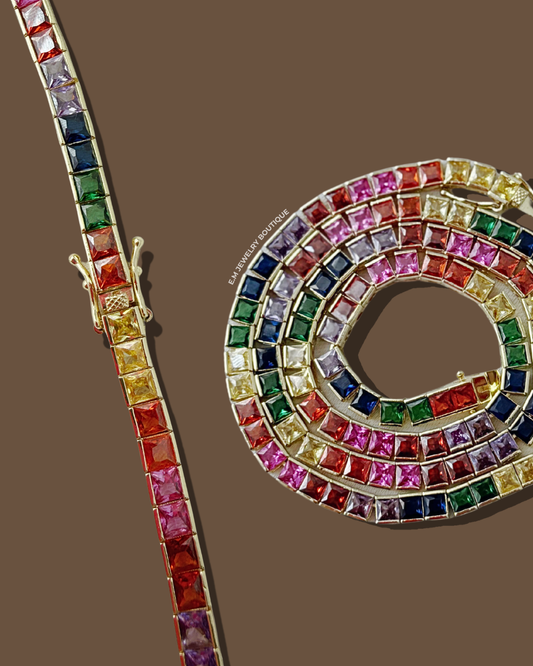 CUBIC COLORFULL TENNIS NECKLACE