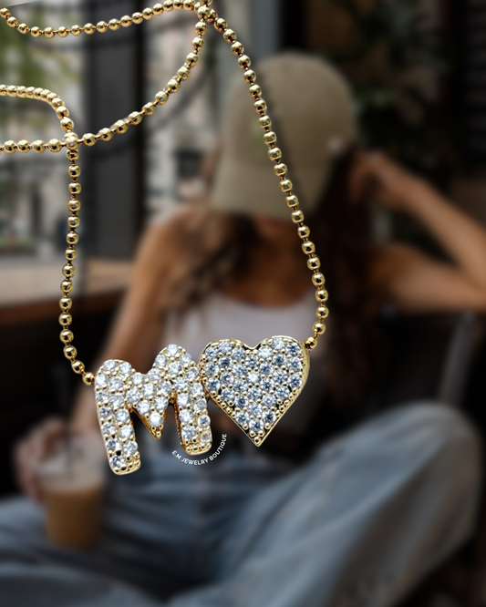 HEART ZIRCON INITIAL NECKLACE