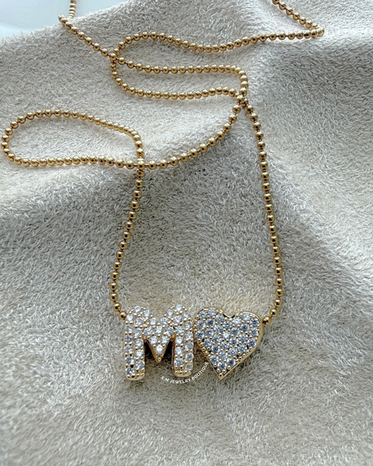 HEART ZIRCON INITIAL NECKLACE
