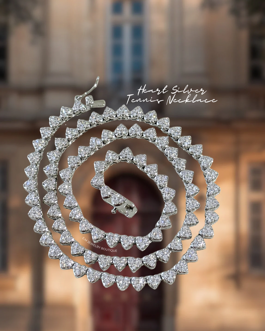 HEART SILVER TENNIS NECKLACE