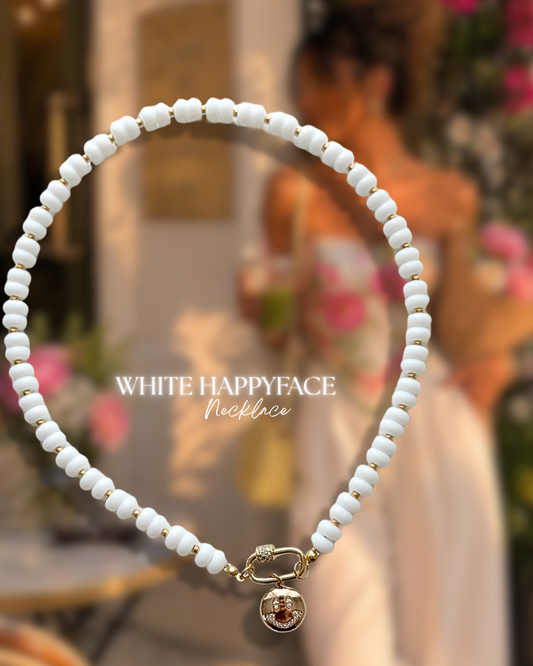 WHITE HAPPYFACE NECKLACE